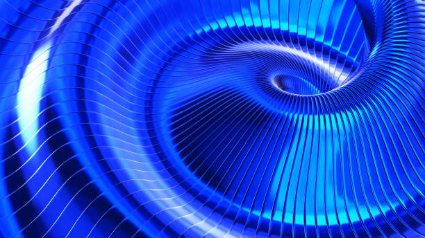 istock Abstract background, 3d bluecolor wavy stripes pattern, interesting spiral design. 1654733710