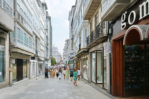 Calle Real in the city of Ferrol Ferrol, Galicia, Spain 08092023