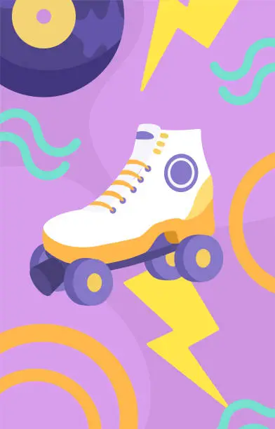 Vector illustration of 90s style roller skate vector concept