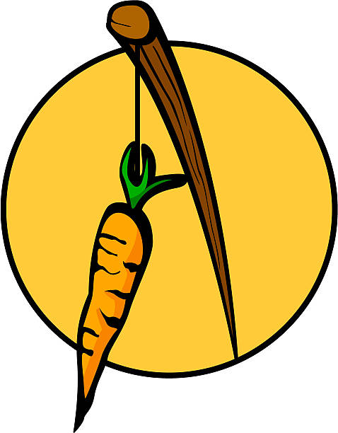 illustrations, cliparts, dessins animés et icônes de carotte et du bâton - stick dangling a carrot carrot motivation