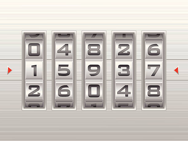 liczba zamek szyfrowy - safe safety combination lock variation stock illustrations