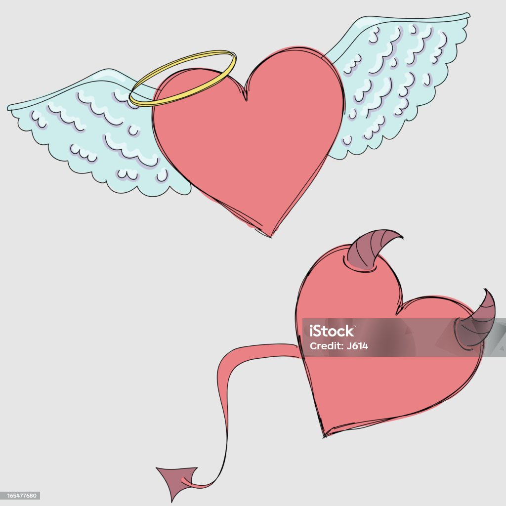 Angel e caverna coração Rabisco - Vetor de Amor royalty-free