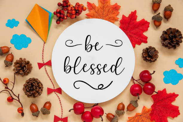 istock Fall Decoration, Autumn Leaves and Kite, With Text Be Blessed 1654801889