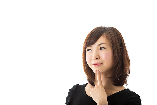 istock Japanese Woman Finger on Chin, Thinking 165483780