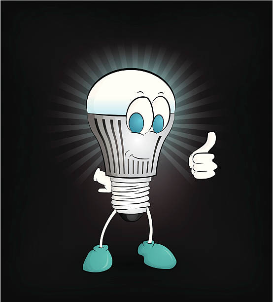 ilustraciones, imágenes clip art, dibujos animados e iconos de stock de feliz dando pulgar de luz de led - fluorescent light resourceful energy fuel and power generation