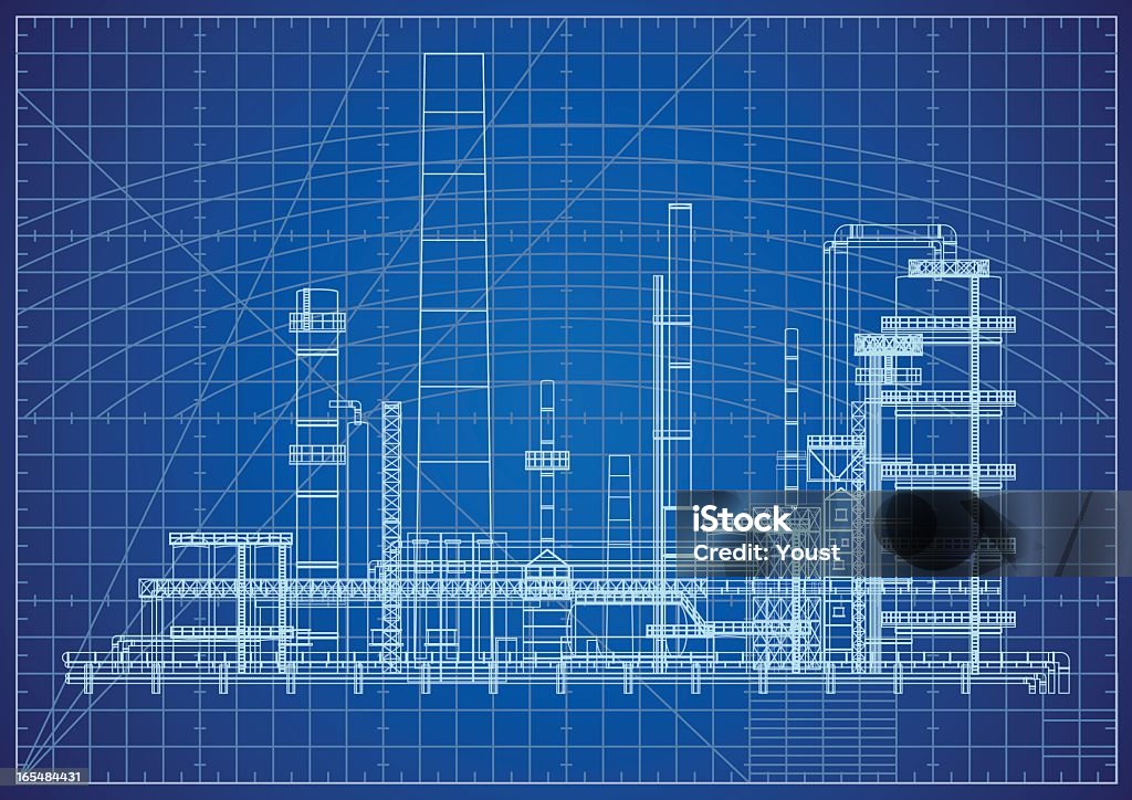製油所設計図 - 設計図のロイヤリティフリーベクトルアート