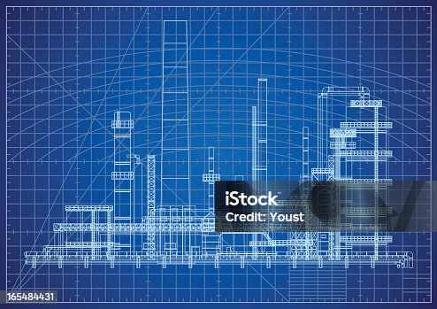 istock Oil Refinery Blueprint 165484431