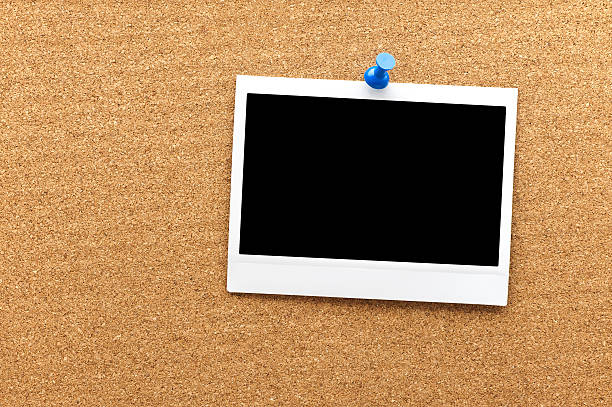 istock Blank instant photo frame at the cork board 165485023