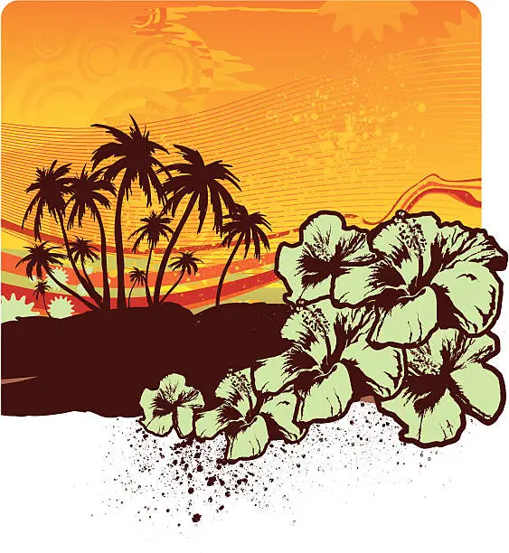 Vector illustration of Tropical surf paradise