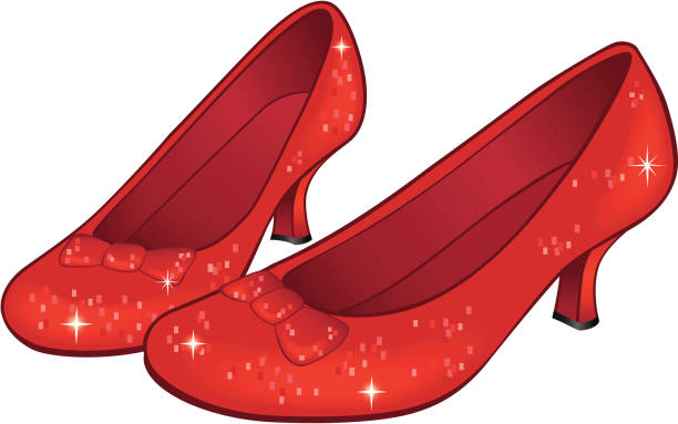 ilustraciones, imágenes clip art, dibujos animados e iconos de stock de rojo rubí pantuflas y zapatos - tacos rojos