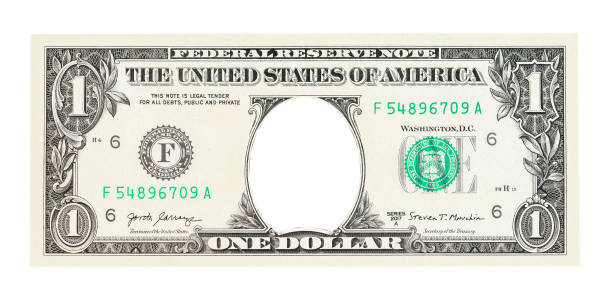istock One American dollar with no face, isolated on white. Empty middle area. U.S. 1 dollar with hole instead of face. 1654867412