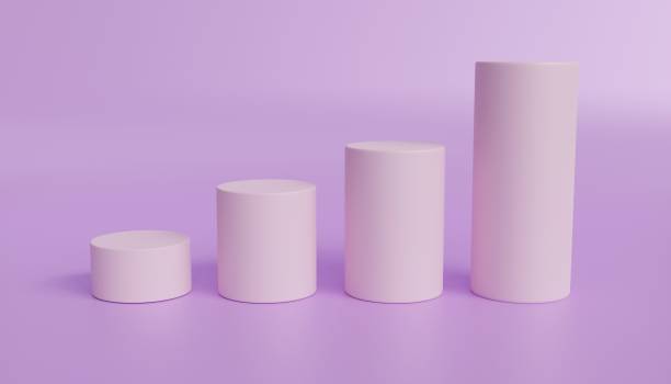 istock 3D cylinder products display podium scene with geometric platform. backdrop background 3d render with podium. stand to show cosmetic products. Stage showcase on pedestal display purple back 1654867972
