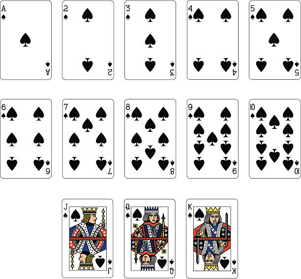 końcówka garnitur karty do gry - ace of spades illustrations stock illustrations