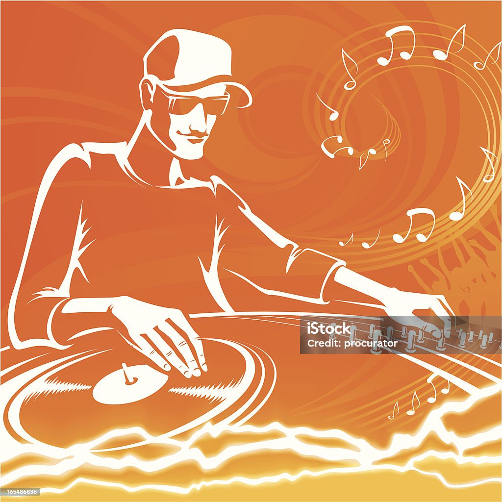 DJ orange Vector illustration of disc jockey. DJ stock vector