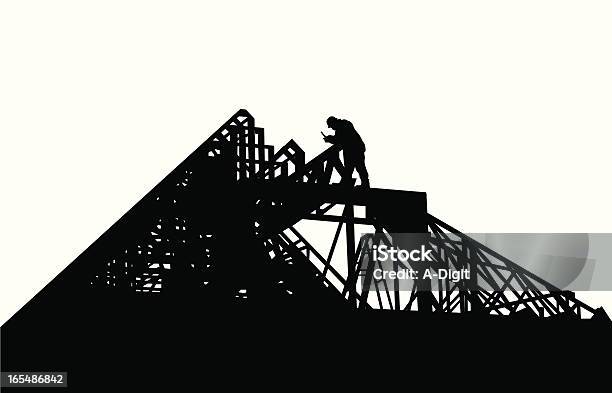 Inprogress Vector Silhouette Stock Illustration - Download Image Now - Construction Site, House, Rooftop