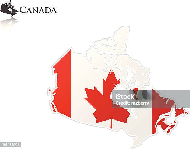 Mappa Di Bandiera Canada - Immagini vettoriali stock e altre immagini di Bandiera del Canada - Bandiera del Canada, America del Nord, Bandiera