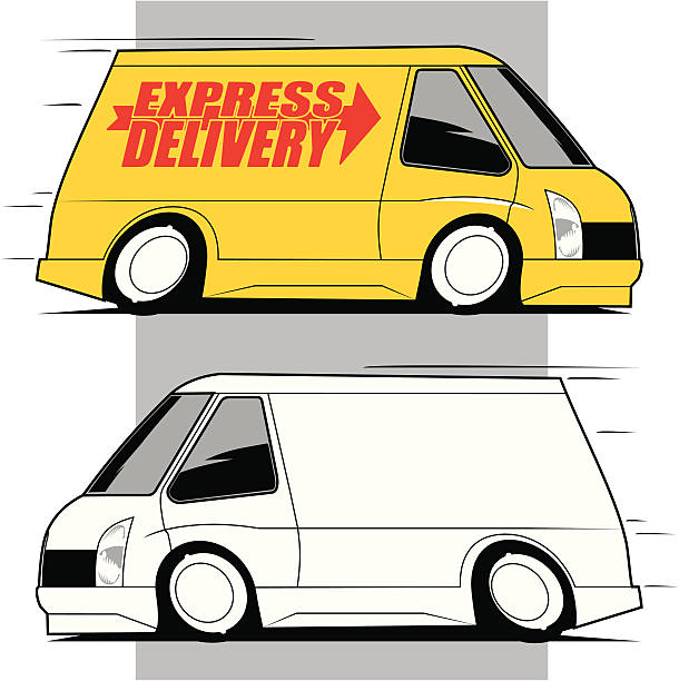 Express Delivery Van Stock Illustration - Download Image Now - Delivery Van,  White Color, Cartoon - iStock