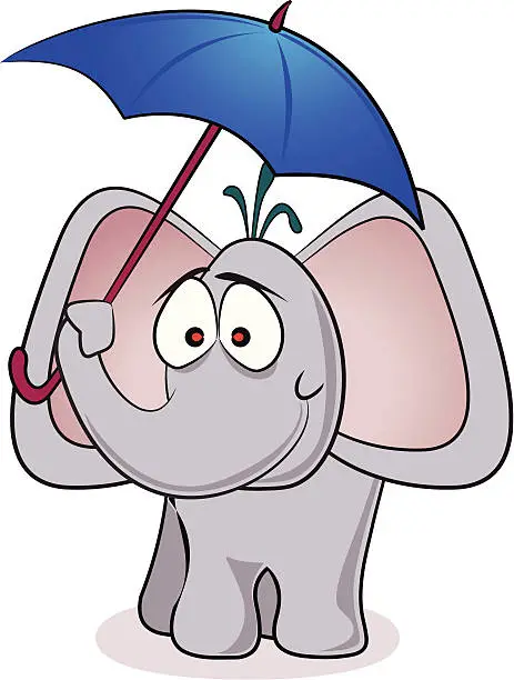 Vector illustration of Elephant with an Umbrella
