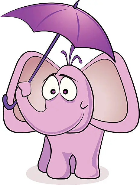 Vector illustration of Girl Elephant and Umbrella