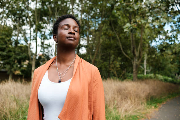 Black woman enjoying a day in the park.