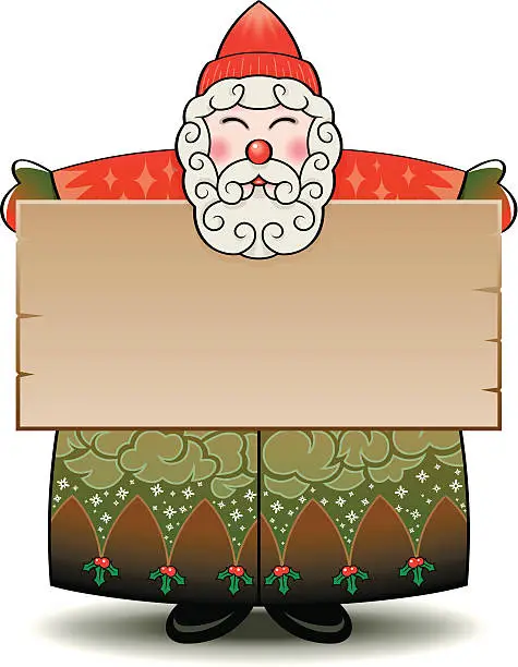 Vector illustration of Santa Claus with sign