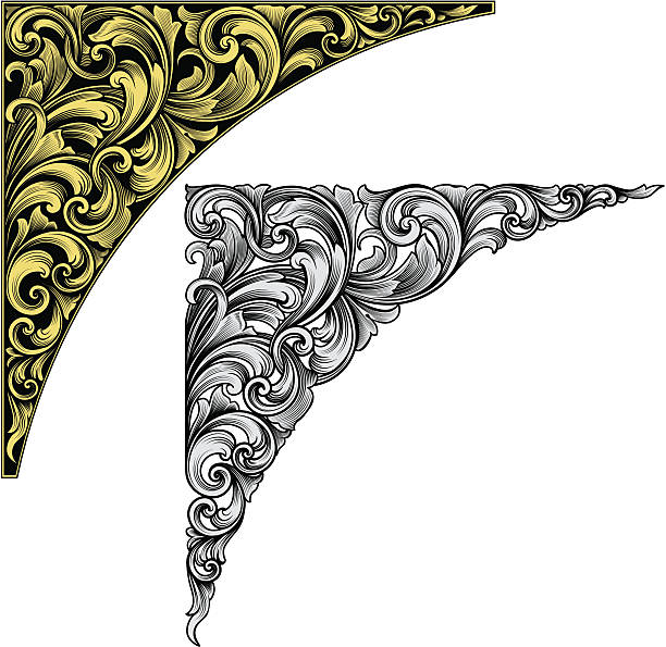 Classic Scroll Corner Vector - Designed by a hand engraver, this carefully drawn and highly detailed intertwining scrollwork can be used a number of ways. Easily change the scroll, border, and background colors or turn the borders on or off. Scale to any size without loss of quality with the enclosed EPS, AI, files. Also includes high resolution JPG. arabic style illustrations stock illustrations