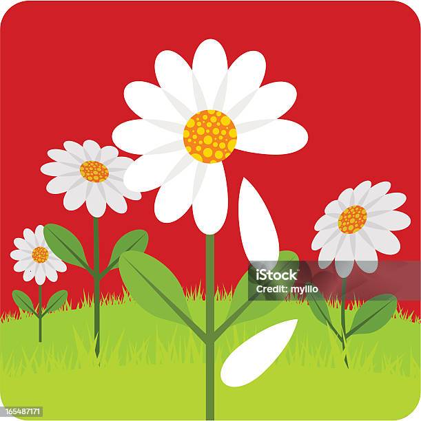 Ilustracja Wektorowa Kwiaty Daisy Miłość - Stockowe grafiki wektorowe i więcej obrazów Ciągnąć - Ciągnąć, Czerwony, Grafika wektorowa