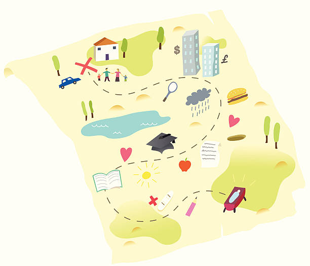 ilustrações de stock, clip art, desenhos animados e ícones de mapa de vida - orienteering