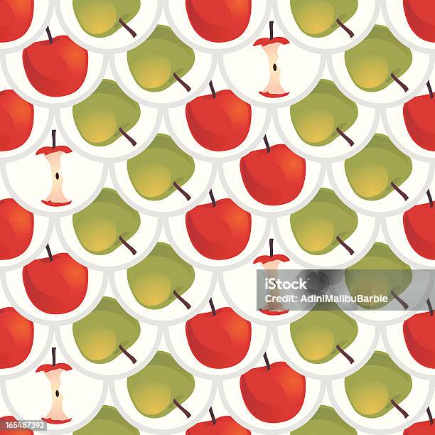 Jabłka Bezszwowe Tapety - Stockowe grafiki wektorowe i więcej obrazów Ogryzek - Ogryzek, Bez ludzi, Czerwony