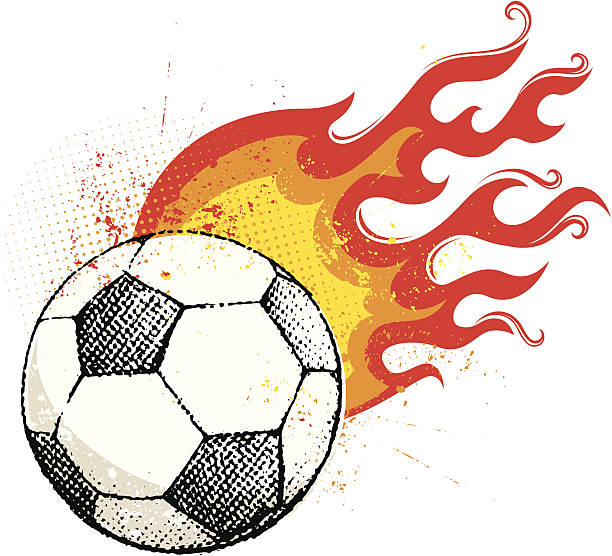 piłka nożna na ogień - fire soccer backgrounds design element stock illustrations