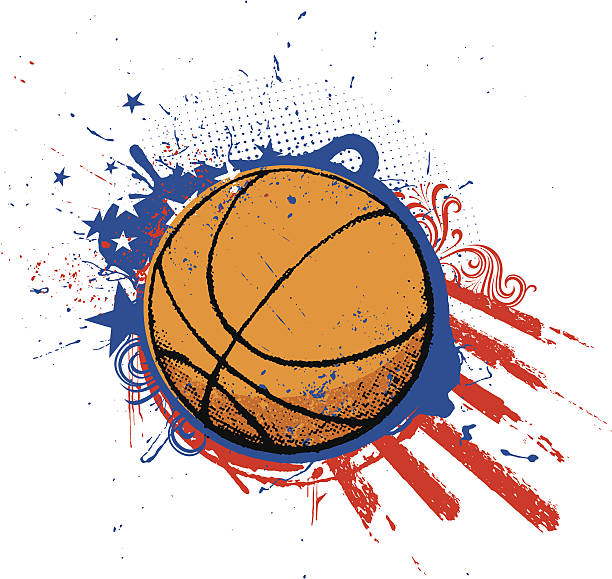 illustrazioni stock, clip art, cartoni animati e icone di tendenza di american basket - sport backgrounds computer graphic dirty