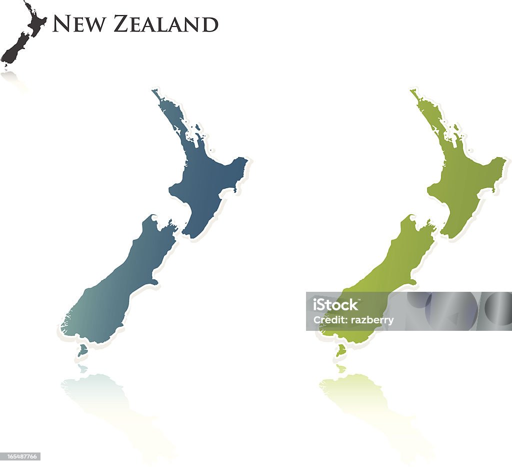 Silhouette de Nouvelle-Zélande - clipart vectoriel de Bleu libre de droits