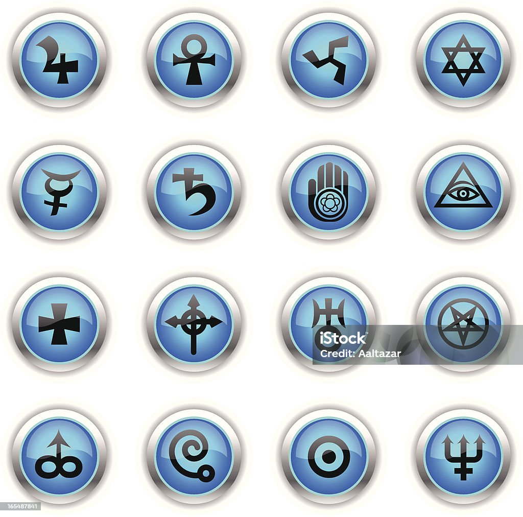 Le icone blu-esoterica - arte vettoriale royalty-free di A forma di croce