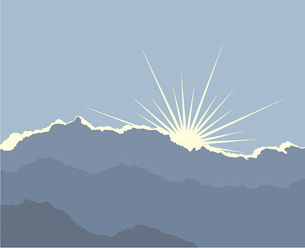 Silver lining Stylized sun shining through the clouds light beam illustrations stock illustrations