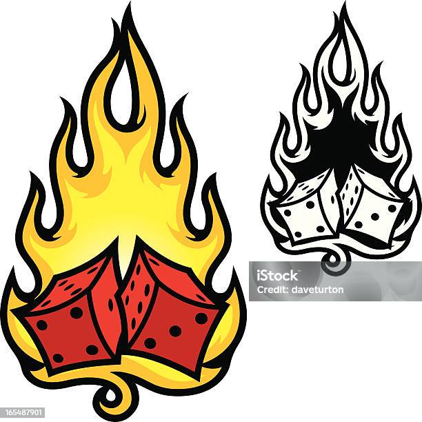 Flaming Says Stock Illustration - Download Image Now - Dice, Flame, Black And White