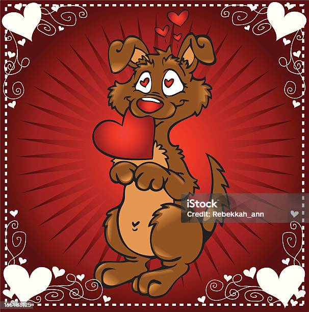 Miłość Puppy - Stockowe grafiki wektorowe i więcej obrazów Czerwony - Czerwony, Część ciała zwierzęcia, Dowcip rysunkowy