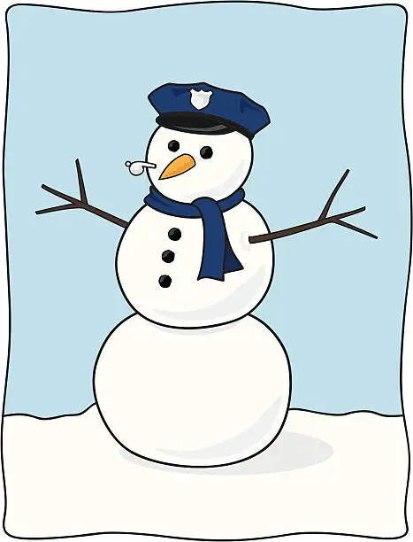 Vector illustration of Officer Snowman