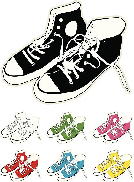 Vector illustration of Canvas Boots - Colours