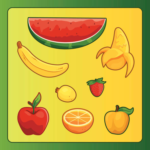 후르트 - peach fruit portion orange stock illustrations