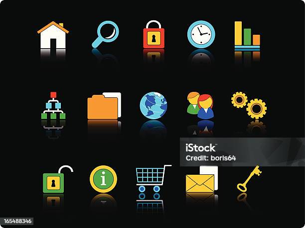 Website Internet Icons Color Series Stock Illustration - Download Image Now - Black Background, Business, Clip Art