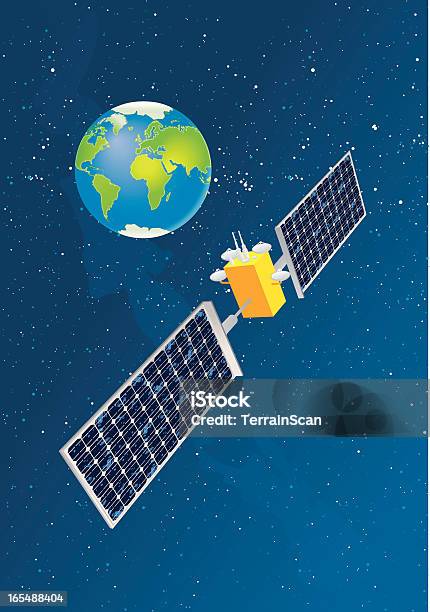 Satellite Cartoon Picture Above Earth Stock Illustration - Download Image Now - Satellite View, Satellite, Satellite Dish