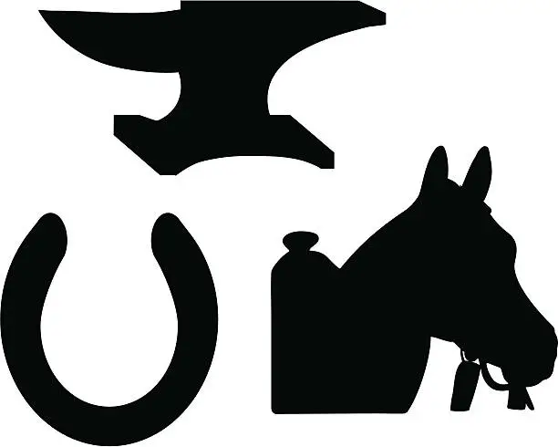 Vector illustration of Farrier Science Conventional Silhouettes