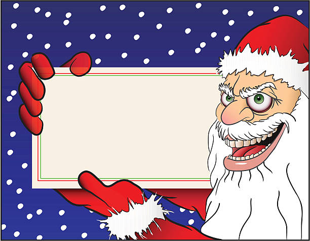 Santa Crazy Sign A crazed Santa holds a sign. Suitable for cards, party invitations or gift tags. Or any darn thing you want to do with it! office parties stock illustrations