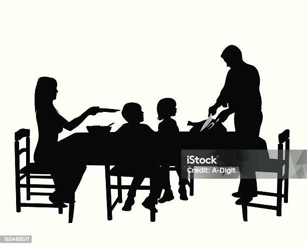 Turkey Dinner Vector Silhouette Stock Illustration - Download Image Now - Dinner, Family, Vector