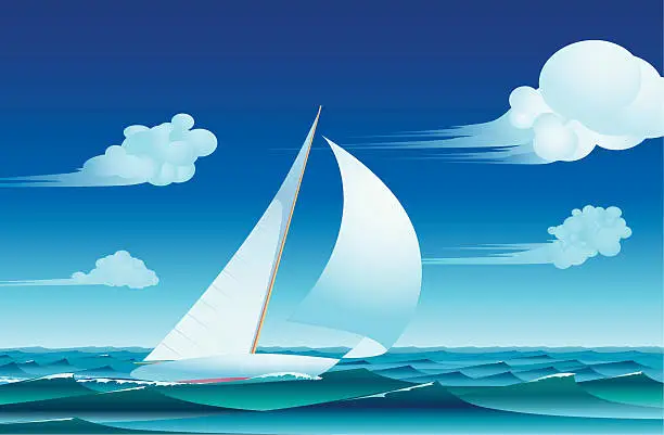 Vector illustration of Yacht Sailing