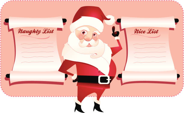 ilustraciones, imágenes clip art, dibujos animados e iconos de stock de ¿ángel o demonio? - list santa claus christmas rudeness