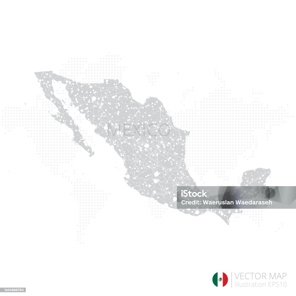 Mexico Abstract Map Mexico Grey Map Isolated On White Background With Abstract Mesh Line ...