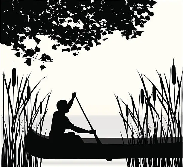 Vector illustration of Canoeing Vector Silhouette