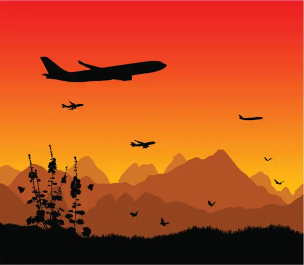 Vector illustration of Air transportation