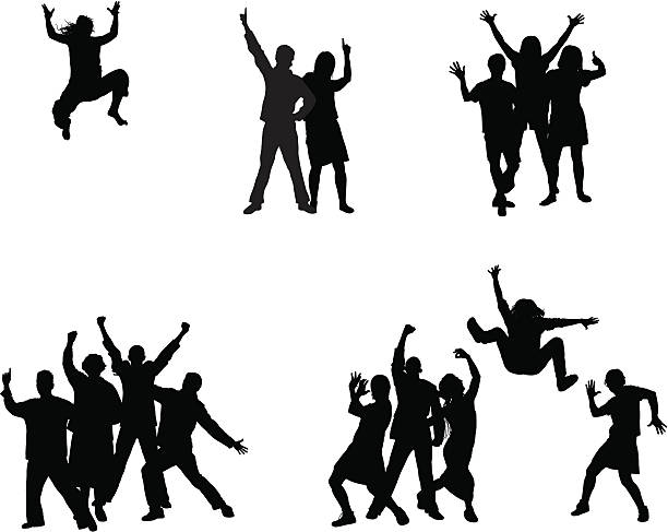 Groups (Each Person is Complete and Moveable) Groups of one, two, three, four, and five people. Each person is separate and can be used separately. mosh pit stock illustrations